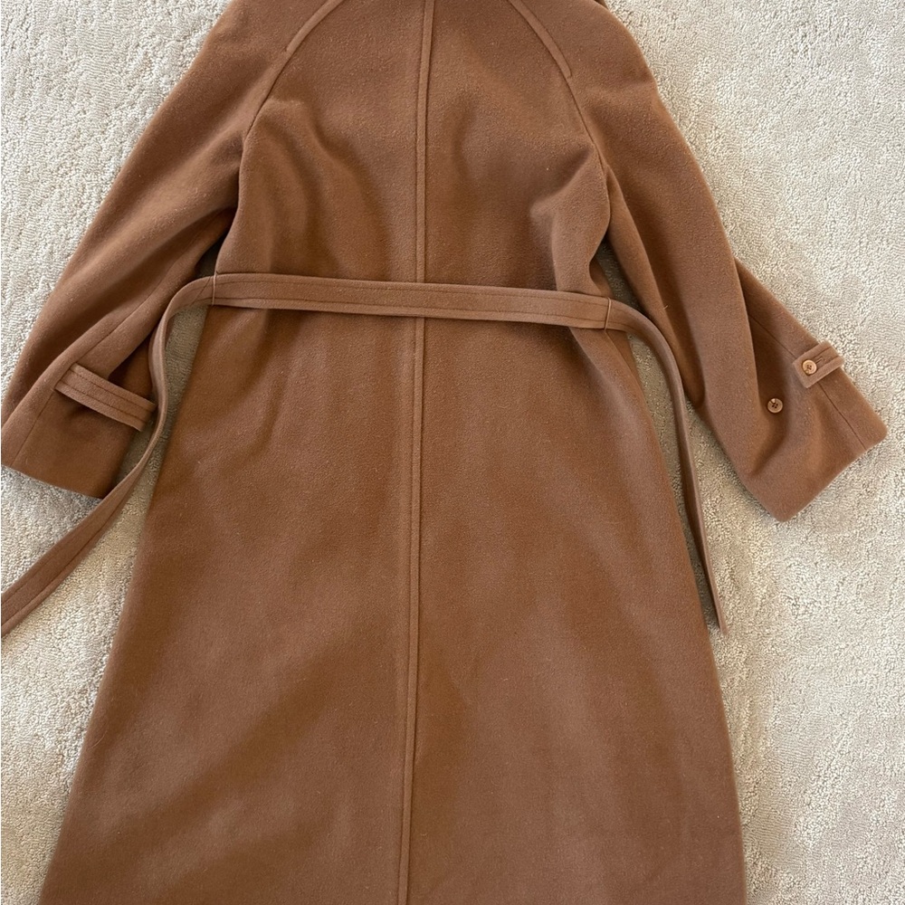 Vintage 60s Jaeger Camelhair Wool Princess Swing Coat Belted Brown Made England - Picture 6 of 8